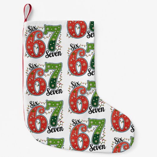 Petite Chaussette De Noël Six Seven 67 6 7 Christmas Meme Funny Xmas Lights (Devant)