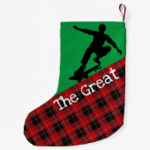 Petite Chaussette De Noël Skateboard Silhouette Green avec Red Flannel (Dos)