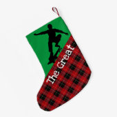 Petite Chaussette De Noël Skateboard Silhouette Green avec Red Flannel (Dos (Accrochage))