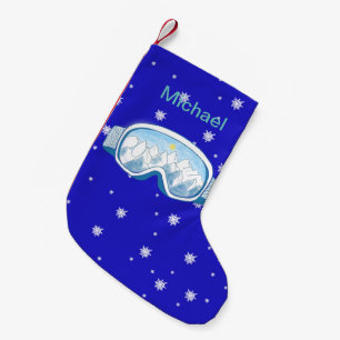 Petite Chaussette De Noël Ski Goggings avec réflexion de montagne personnali