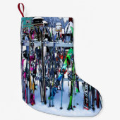 Petite Chaussette De Noël Skis and Poles (Devant)