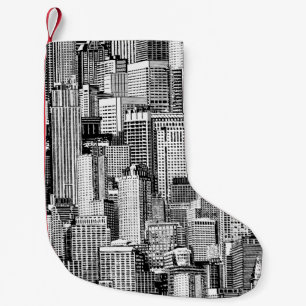 Petite Chaussette De Noël Skyscraper City Texture Isométrique sans fil