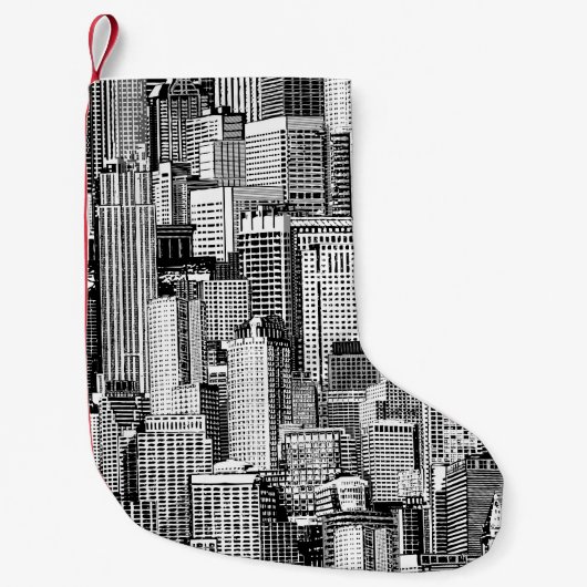Petite Chaussette De Noël Skyscraper City Texture Isométrique sans fil (Devant)