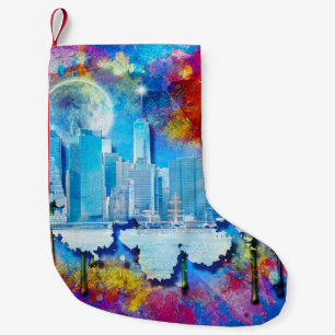 Petite Chaussette De Noël SlipperyJoe's gratte-ciel NYC bâtiments artwork gr