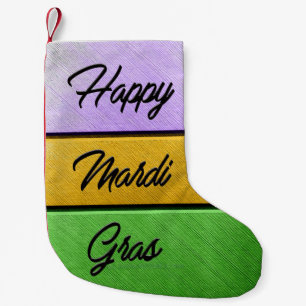 Petite Chaussette De Noël SlipperyJoe's Happy Mardi Gras violet or vert b