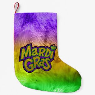Petite Chaussette De Noël SlipperyJoe's Mardi Gras festival jaune violet ver