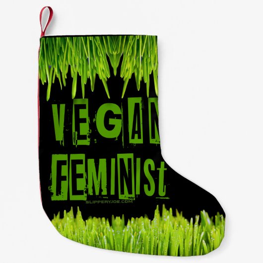 Petite Chaussette De Noël SlipperyJoe's Vegan feminist grass word block lett (Devant)