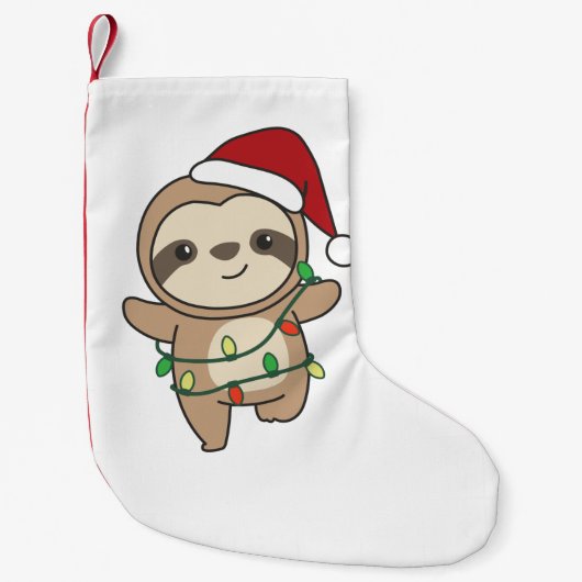 Petite Chaussette De Noël Sloth Christmas Winter Animaux Slots (Devant)