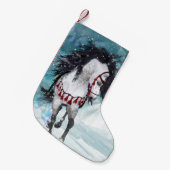 Petite Chaussette De Noël Snow Horse Blue Christmas Stocker (Devant (Accrochage))