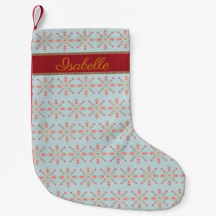 Petite Chaussette De Noël Snowflake coeur floral personnalisé nom bébé bleu 