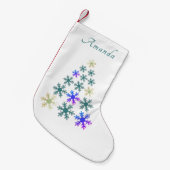 Petite Chaussette De Noël Snowflake Festif Script d'arbre de Noël (Devant (Accrochage))