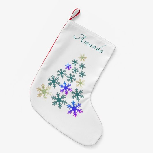 Petite Chaussette De Noël Snowflake Festif Script d'arbre de Noël (Devant (Accrochage))