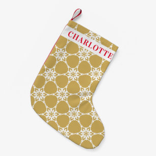 Petite Chaussette De Noël SNOWFLAKE moderne élégant motif or blanc