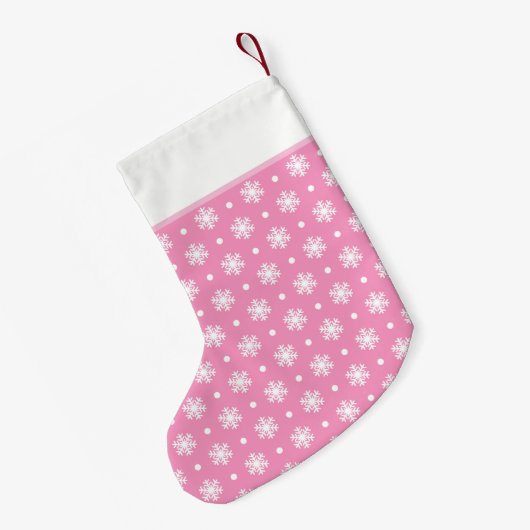 Petite Chaussette De Noël Snowflakes doux Stockage personnalisé / Rose (Dos (Accrochage))