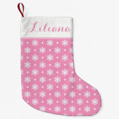 Petite Chaussette De Noël Snowflakes doux Stockage personnalisé / Rose (Devant)