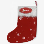 Petite Chaussette De Noël Snowflakes et fourrure blanche - Stockage de Noël (Dos)