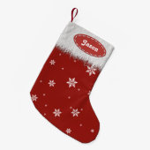 Petite Chaussette De Noël Snowflakes et fourrure blanche - Stockage de Noël (Devant (Accrochage))