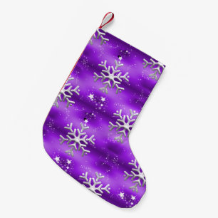 Petite Chaussette De Noël Snowflakes et Stars Purple Christmas