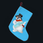 Petite Chaussette De Noël Snowman avec guitare amusant Noël Stocker<br><div class="desc">Funny Christmas Stockings Snowman avec guitare - Personnalisable - ou Choisissez / ajoutez vos couleurs arrière - plans préférées / texte ! Conception de peinture MIGNED</div>