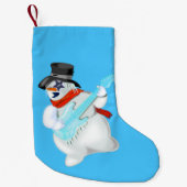 Petite Chaussette De Noël Snowman avec guitare amusant Noël Stocker (Devant)