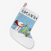 Petite Chaussette De Noël Snowman décore l'arbre avec des créatures boisées (Devant (Accrochage))