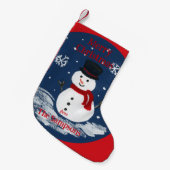 Petite Chaussette De Noël Snowman peint à la main PERSONNALISER (Devant (Accrochage))