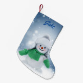Petite Chaussette De Noël Snowman personnalisé (Devant (Accrochage))