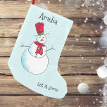 Petite Chaussette De Noël Snowman personnalisé<br><div class="desc">Super prêt pour la saison des bonhomme de neige avec ce joli bas de Noël. Facile à personnaliser pour créer un séjour unique et durable.</div>