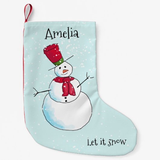 Petite Chaussette De Noël Snowman personnalisé (Devant)