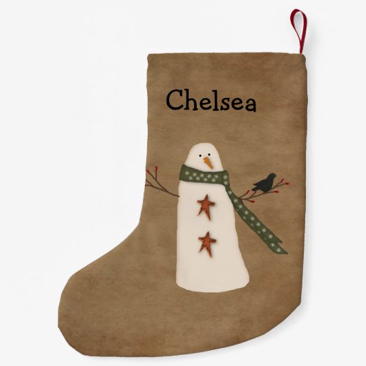 Petite Chaussette De Noël Snowman primitif Noël Stocker (Dos)