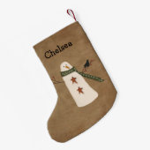 Petite Chaussette De Noël Snowman primitif Noël Stocker (Dos (Accrochage))