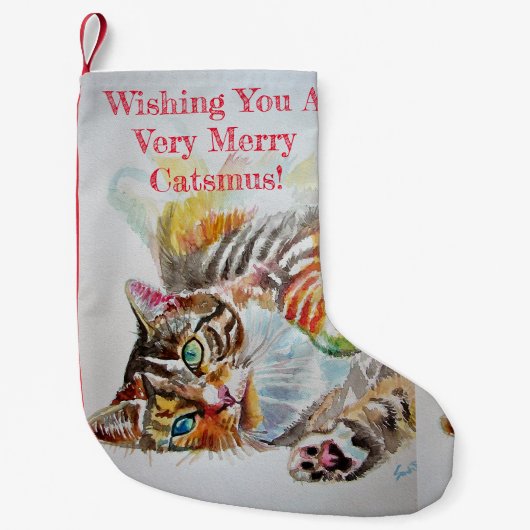 Petite Chaussette De Noël Souhait d'un joyeux catamaran Tabby de Noël (Devant)