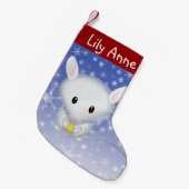 Petite Chaussette De Noël Souris blanche mignonne Noël Stocker Personnalisé (Devant (Accrochage))