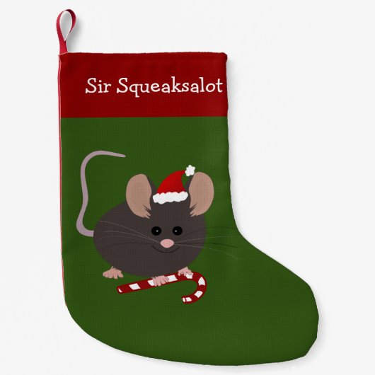 Petite Chaussette De Noël Souris gris mignonne Souris de Noël Stocker (Devant)