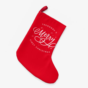 Petite Chaussette De Noël Sparkly Bubbly Script Merry Holiday