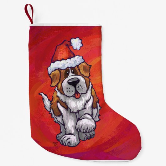 Petite Chaussette De Noël St Bernard Noël En Rouge (Devant)