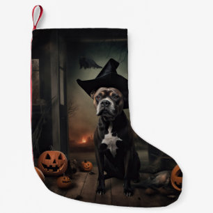 Petite Chaussette De Noël Staffordshire Terrier Citrouilles Halloween effray