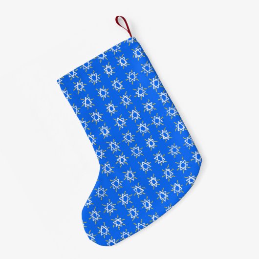 Petite Chaussette De Noël Star of David Hanoukka Motif PERSONNALISER bleue I (Dos (Accrochage))