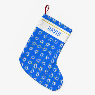 Petite Chaussette De Noël Star of David Hanoukka Motif PERSONNALISER bleue I