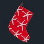 Petite Chaussette De Noël Starfish Motif Beach Rouge Blanc Noël 2020<br><div class="desc">Conçu avec des motifs d'étoiles de mer en arrière - plan rouge coloré. Vous pouvez modifier la couleur arrière - plan comme vous le souhaitez.</div>