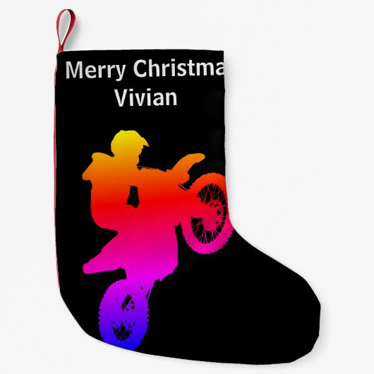 Petite Chaussette De Noël Stationnement de Noël de motocross (Devant)