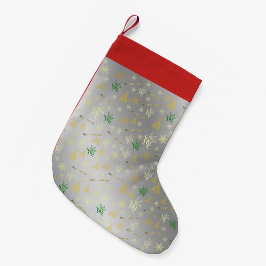 Petite Chaussette De Noël stockage de noël argent (Devant (Accrochage))