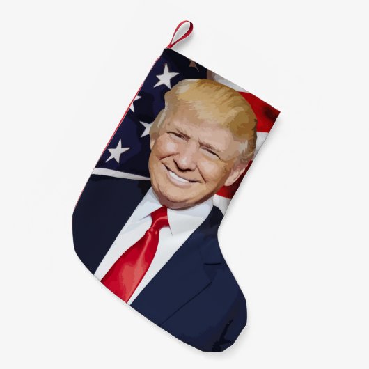 PETITE CHAUSSETTE DE NOËL STOCKAGE DE NOËL TRUMP 2024 (Devant (Accrochage))