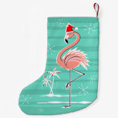 Petite Chaussette De Noël Stockage de rayure de Flamant rose de Noël (Dos)