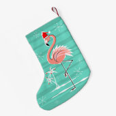 Petite Chaussette De Noël Stockage de rayure de Flamant rose de Noël (Dos (Accrochage))