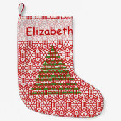 Petite Chaussette De Noël Stocker de Noël - Arbre à feuilles (Devant)