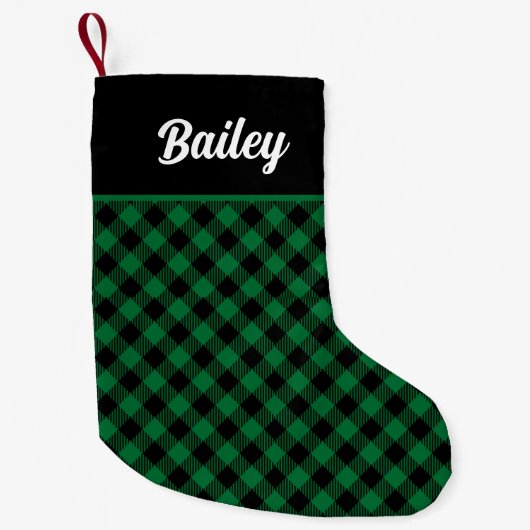 Petite Chaussette De Noël Stocker de Noël vert et noir (Devant)