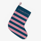 Petite Chaussette De Noël Strip | Trendy Preppy Name (Devant (Accrochage))
