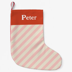 Petite Chaussette De Noël Stripes diagonales minimales de Noël rose