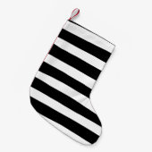 Petite Chaussette De Noël Stripes inégales - Noir et blanc (Devant (Accrochage))